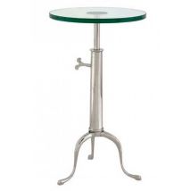 Casa Padrino Designer Luxus Industrial Design Beistelltisch HÃ¶henverstellbar Silber HÃ¶he: 63 - 76 cm, Durchmesser 40 cm - Edelstahl Tisch - Telefontisch Nickel Finish - Luxus QualitÃ¤t