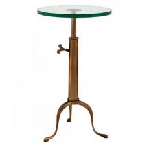 Casa Padrino Designer Luxus Industrial Design Beistelltisch HÃ¶henverstellbar Messingfarben HÃ¶he: 63 - 76 cm, Durchmesser 40 cm - Edelstahl Tisch - Telefontisch Antique Brass Finish - Luxus QualitÃ¤t