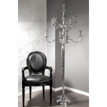 Casa Padrino Designer Kerzenhalter aus poliertem Aluminium Silber Shine Classic 9-armig Höhe 180 cm - Kerzenständer