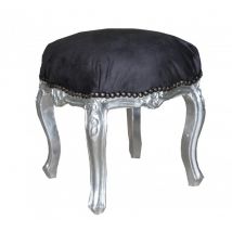 Casa Padrino Barock Sitzhocker Schwarz/Silber Höhe 40cm, Breite 35cm