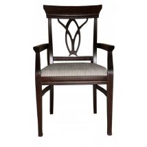 Casa Padrino Biedermeier Esszimmer Stuhl mit Armlehne Beige / Braun - Möbel Restaurant Hotel Gastronomie Bestuhlung