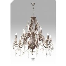 Casa Padrino Luxus Barock Kronleuchter mit echten Glaskristallen Silber Antik-Look, 10 Flammiger Lüster, Durchmesser 90 cm - feinste Qualität