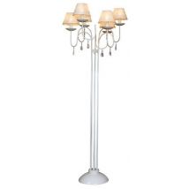 Casa Padrino Barock Stehleuchte mit Glaskristallen, Weiss, 6 Flammige Stehleuchte Höhe: 157 cm, Durchmesser 58 cm - floor lamp