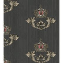 Harald Glööckler Imperial Barock Tapete 54854 Schwarz mit goldener Krone