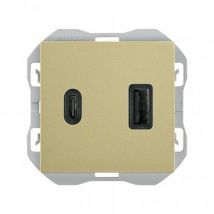 Carregador Duplo Smartcharge USB + TIPO C SIMON 270 20000296 Bronce