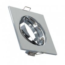 Aro Downlight Cuadrado Basculante para Bombilla LED GU10 / GU5.3 Corte Ø 72 mm Cromado