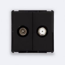 Tomada TV Macho + Satélite Preto