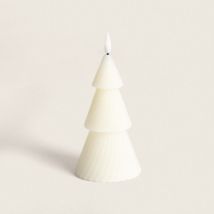 Vela LED Cera Natural Árvore de Natal com Bateria 15 cm Marfim