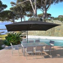 Parasol déporté rectangulaire aluminium (4 x 3 m) Bahia Gris anthracite