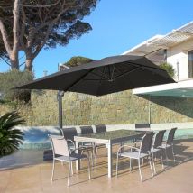 Parasol déporté carré aluminium (3 x 3 m) Bahia Gris anthracite
