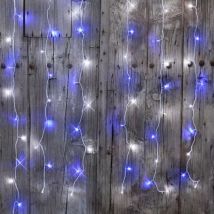 Rideau lumineux H2 m L2 m 96 LED Interconnectable Bicolore Bleu et blanc froid