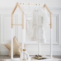 Penderie enfant bois (H100 cm) Maison Blanche