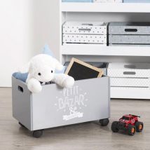Coffre à jouets enfant bois (H28 cm) Oxo Gris