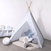 Tipi enfant bois et tissu (H160 cm) Dameo Bleu