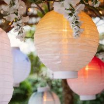 Lanterna solare cinese LED Nylon effetto fiamma - Bianco caldo