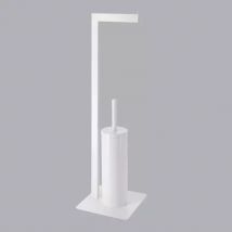 Porte papier toilette et brosse WC Métal Blanc