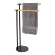 Handdoekrek 2 stangen (H77 cm) Zwart Bamboe