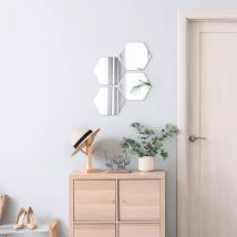 Lot de 4 miroirs adhésifs (H17 cm) Hexagonaux