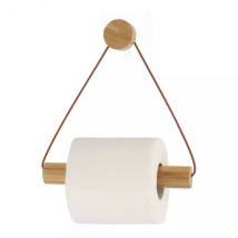 Portarotolo wc adesivo metallo e bambù Easy Chic Caramello