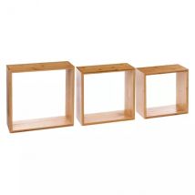 Lot de 3 étagères bambou (H15-20-25 cm) Cube Fixy Naturel