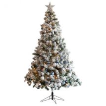 Sapin de Noël artificiel lumineux et décoré Royal H210 cm Vert enneigé