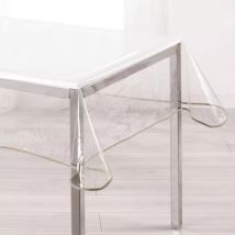 Nappe rectangulaire toile cirée transparente (140 x 240 cm) Garden Taupe