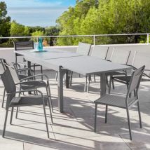 Rechteckiger Gartentisch ausziehbar Murano Aluminium (Bis zu 10 Pers.) - Schiefergrau