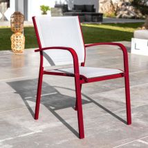 Sedia con braccioli da giardino impilabili Murano - Rosso/Bianco