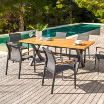 Table de jardin 8 places Aluminium/Teck Bali (200 x 100 cm) - Gris anthracite