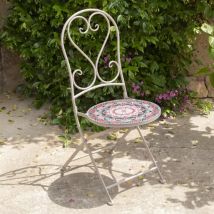 Chaise bistro pliable en mosaïque Narbonne Taupe et rose