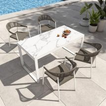 Tavolo da giardino 8 posti Allumino/Ceramica Kore (180 x 90 cm) - Bianco