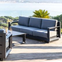 Canapé de jardin en aluminium 3 places Elba Gris anthracite
