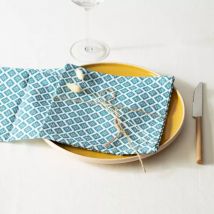 Lot de 4 serviettes coton (40 x 40 cm) Tika Bleu canard