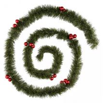 Versierde guirlande met kerstballetjes Rood