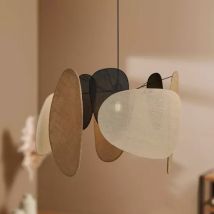 Suspension lumineuse jute et lin (D66 cm) Almeria Beige