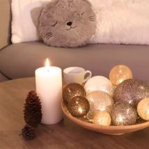 Guirlande lumineuse déco 10 boules 1 m Savannah Marron