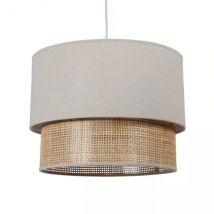 Suspension lumineuse en rotin double (D35 cm) Gigogne Beige