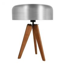 Lampe sur trépied bois et métal (H35 cm) Laps Argent