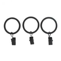 Lot de 8 anneaux à pinces tringle rideau (D20 mm) Jim Noir mat
