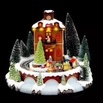 Village de Noël lumineux Train en Gare