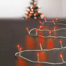 Guirlande lumineuse 30 m 300 LED câble transparent Timer Rouge
