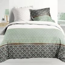 Funda nórdica y dos fundas para almohadones en percal de algodón (240 cm) Belor Verde