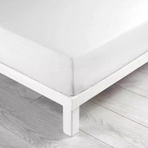 Sábana bajera algodón lavado (140 cm) Linette Blanco