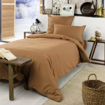Housse de couette flanelle de coton (140 x 200 cm) Théa Camel