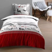 Housse de couette et une taie coton (140 cm) Verchaix Rouge