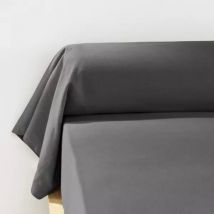 Taie de traversin flanelle de coton (L185 cm) Théa Gris anthracite