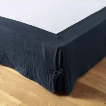 Cache-sommier Gaze de coton (140 x 190 cm) Gaïa Bleu nuit
