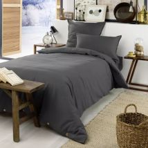 Housse de couette flanelle de coton (140 x 200 cm) Théa Gris anthracite