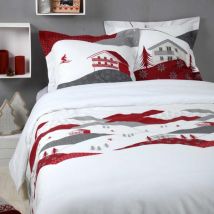 Funda Nórdica y dos fundas para almohada en algodón (260 cm) Albiez Rojo