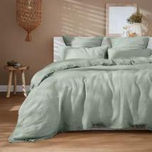Housse de couette lin lavé (240 x 220 cm) Louise Vert eucalyptus